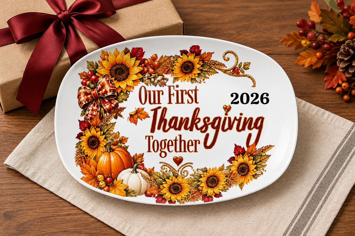 Thanksgiving platter styled as a gift