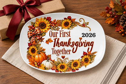 Thanksgiving platter styled as a gift