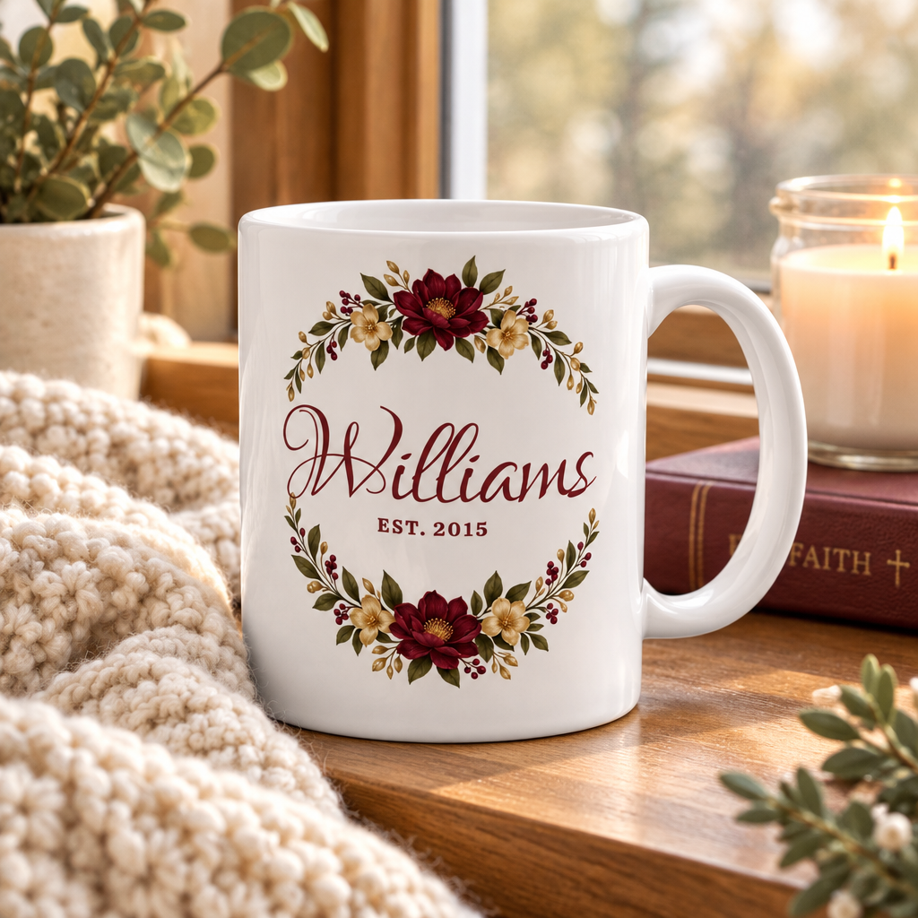 Williams mug on a windowsill